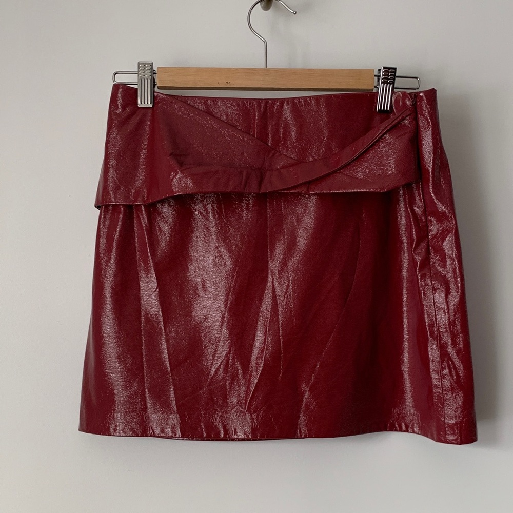 Zara Red Leather Mini Skirt